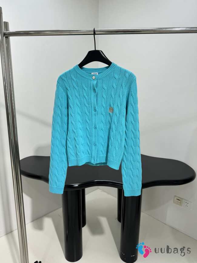 Uubags Loewe Cardigan in turquoise lightweight cotton - 1