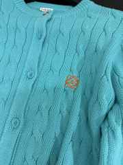 Uubags Loewe Cardigan in turquoise lightweight cotton - 6