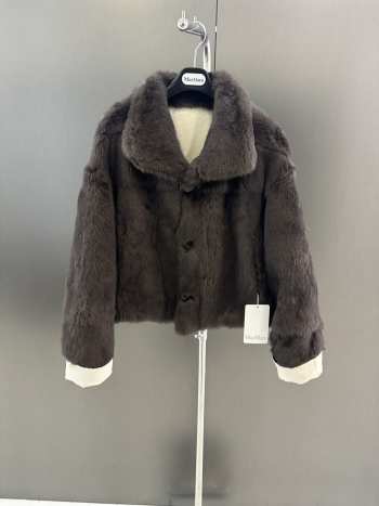 Uubags MaxMara Short Faux-Fur Jacket In Anthracite