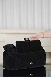 Uubags Chanel Maxi Bowling Bag Velvet Effect Nylon & Gold Metallic In Black 22x44x18cm - 5