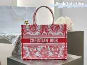 Uubags Christian Dior Book Tote Bag Toile de Jouy Soleil Embroidery In Red 36x28x16cm - 1