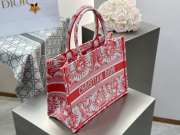 Uubags Christian Dior Book Tote Bag Toile de Jouy Soleil Embroidery In Red 36x28x16cm - 2