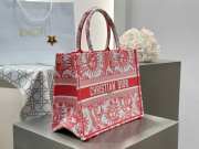 Uubags Christian Dior Book Tote Bag Toile de Jouy Soleil Embroidery In Red 36x28x16cm - 3