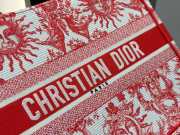 Uubags Christian Dior Book Tote Bag Toile de Jouy Soleil Embroidery In Red 36x28x16cm - 5