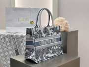 Uubags Dioriviera Medium Dior Book Tote Bag White and Blue Toile de Jouy Palms Embroidery 36x27.5x16.5cm - 2