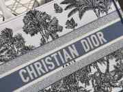 Uubags Dioriviera Medium Dior Book Tote Bag White and Blue Toile de Jouy Palms Embroidery 36x27.5x16.5cm - 3