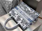 Uubags Dioriviera Medium Dior Book Tote Bag White and Blue Toile de Jouy Palms Embroidery 36x27.5x16.5cm - 5