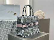 Uubags Christian Dior Book Tote Bag 36cm Jardin d’Hiver Embroidery in Pink and Green 36x28x16cm - 4