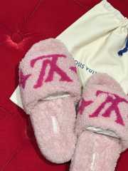 Uubags Louis Vuitton Shearling Printed Slides In Pink  - 2