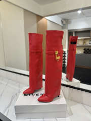 Uubags Givenchy Shark Lock Knee-High Boots in Red Leather - 1