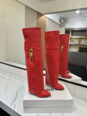 Uubags Givenchy Shark Lock Knee-High Boots in Red Leather - 6