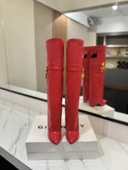 Uubags Givenchy Shark Lock Knee-High Boots in Red Leather - 3