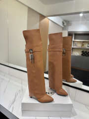 Uubags Givenchy Shark Lock Knee-High Boots in Brown Leather - 2