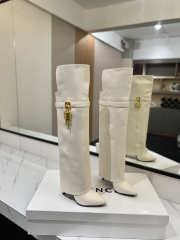 Uubags Givenchy Shark Lock Knee-High Boots in White Leather - 6