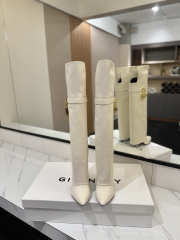 Uubags Givenchy Shark Lock Knee-High Boots in White Leather - 3