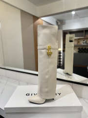 Uubags Givenchy Shark Lock Knee-High Boots in White Leather - 4