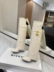 Uubags Givenchy Shark Lock Knee-High Boots in White Leather - 2