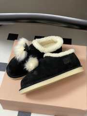 Uubags Miu Miu Suede and shearling mules in black - 4