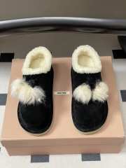 Uubags Miu Miu Suede and shearling mules in black - 2