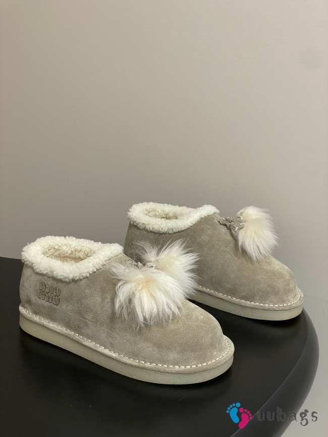 Uubags Miu Miu Suede and shearling mules in grey - 1