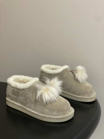 Uubags Miu Miu Suede and shearling mules in grey