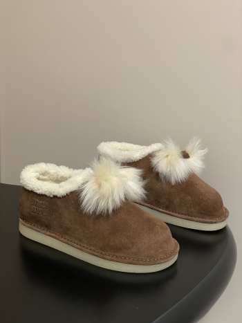 Uubags Miu Miu Suede and shearling mules in brown