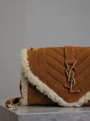 Uubags YSL Envelope Small Shearling Suede Shoulder Bag In Tan 21x13x6cm - 6