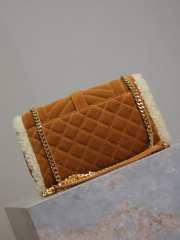 Uubags YSL Envelope Small Shearling Suede Shoulder Bag In Tan 21x13x6cm - 4