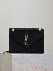 Uubags YSL Envelope suede leather bag in black gold buckle 24x17.5x6cm - 1