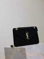 Uubags YSL Envelope suede leather bag in black gold buckle 24x17.5x6cm - 2