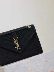 Uubags YSL Envelope suede leather bag in black gold buckle 24x17.5x6cm - 5