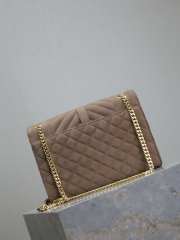 Uubags YSL Envelope suede leather bag in taupe beige gold buckle 24x17.5x6cm - 6
