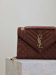 Uubags YSL Envelope suede leather bag in dark brown gold buckle 24x17.5x6cm - 4