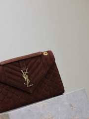 Uubags YSL Envelope suede leather bag in dark brown gold buckle 24x17.5x6cm - 5