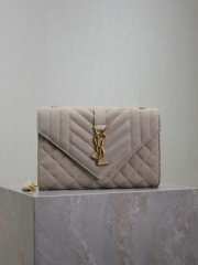 Uubags YSL Small Envelope suede leather bag in grey gold buckle 21x13x6cm - 1
