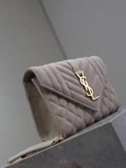 Uubags YSL Small Envelope suede leather bag in grey gold buckle 21x13x6cm - 2