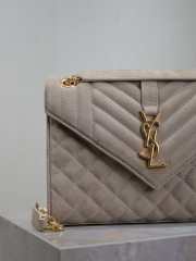 Uubags YSL Envelope suede leather bag in grey gold buckle 24x17.5x6cm - 2