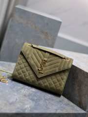 Uubags YSL Small Envelope suede leather bag in green gold buckle 21x13x6cm - 6