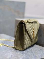 Uubags YSL Small Envelope suede leather bag in green gold buckle 21x13x6cm - 5
