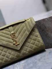 Uubags YSL Small Envelope suede leather bag in green gold buckle 21x13x6cm - 3