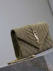 Uubags YSL Envelope suede leather bag in green gold buckle 24x17.5x6cm - 2