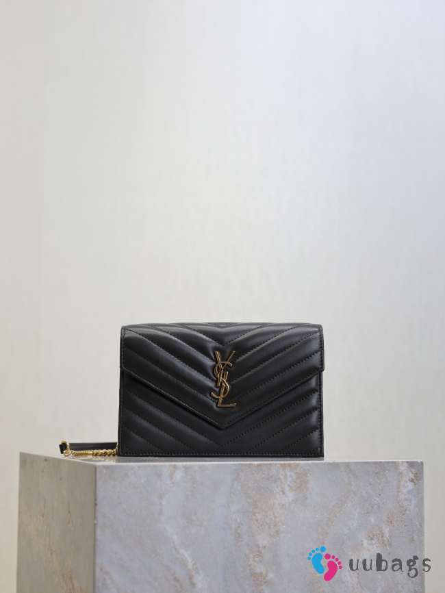 Uubags YSL small Cassandre Envelope chain wallet in black lambskin 19x12.5x3.5cm - 1