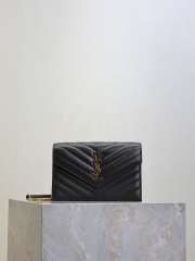 Uubags YSL small Cassandre Envelope chain wallet in black lambskin 19x12.5x3.5cm - 1