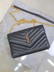 Uubags YSL small Cassandre Envelope chain wallet in black lambskin 19x12.5x3.5cm - 3