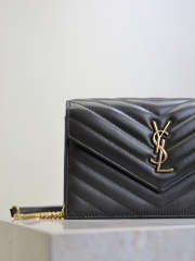 Uubags YSL small Cassandre Envelope chain wallet in black lambskin 19x12.5x3.5cm - 2