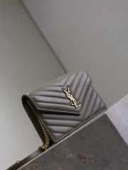 Uubags YSL small Cassandre Envelope chain wallet in olive wood lambskin 19x12.5x3.5cm - 5