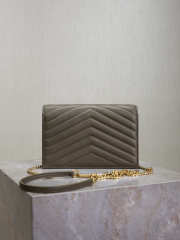 Uubags YSL small Cassandre Envelope chain wallet in olive wood lambskin 19x12.5x3.5cm - 3