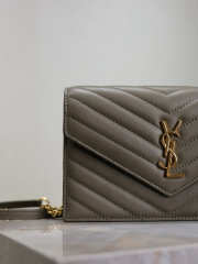 Uubags YSL small Cassandre Envelope chain wallet in olive wood lambskin 19x12.5x3.5cm - 2