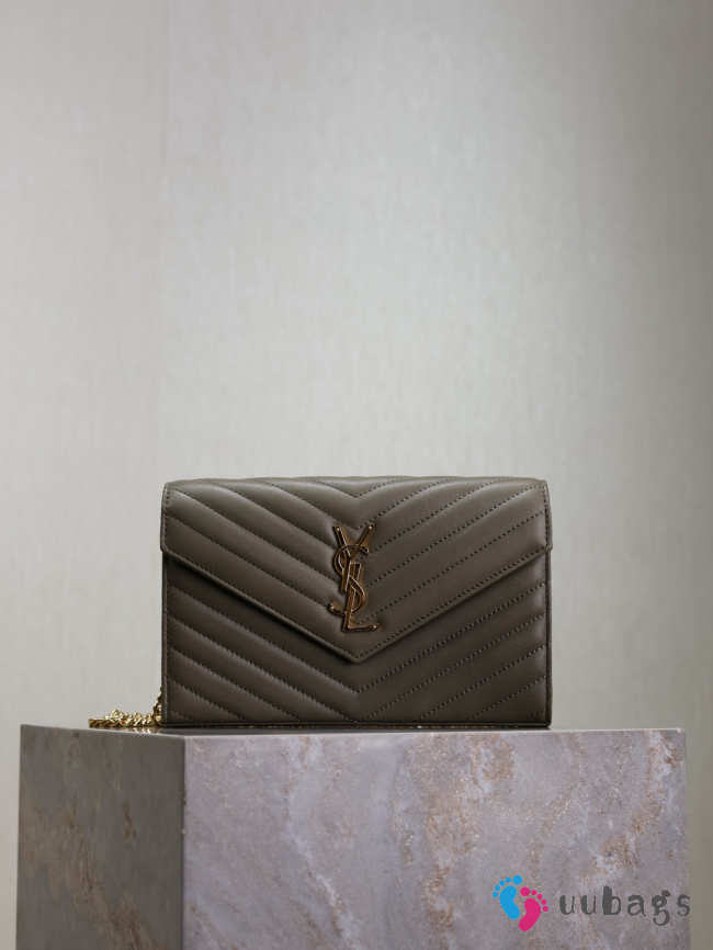 Uubags YSL medium Cassandre Envelope chain wallet in olive wood lambskin 22.5x14x4cm - 1