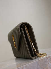 Uubags YSL medium Cassandre Envelope chain wallet in olive wood lambskin 22.5x14x4cm - 4